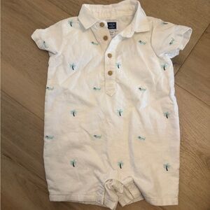 Janie and Jack White Romper with Palm Embroidery